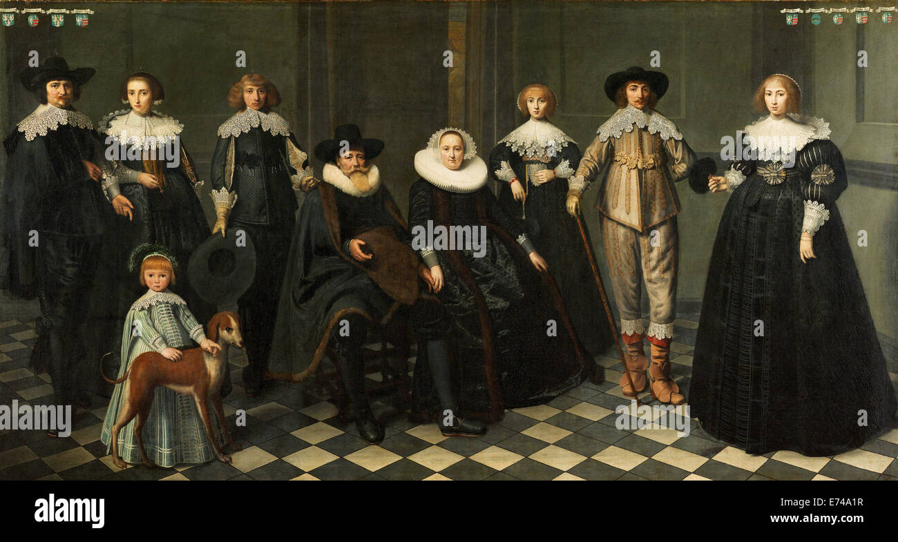 Die Familie von Dirck Bas Jacobsz, Bürgermeister von Amsterdam - von Dirck Dircksz Santvoort, 1634-1635 Stockfoto