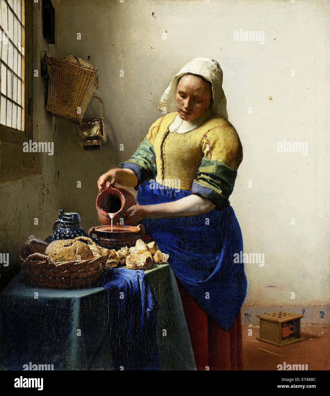 Die Milchmädchen - von Johannes Vermeer, 1660 Stockfoto