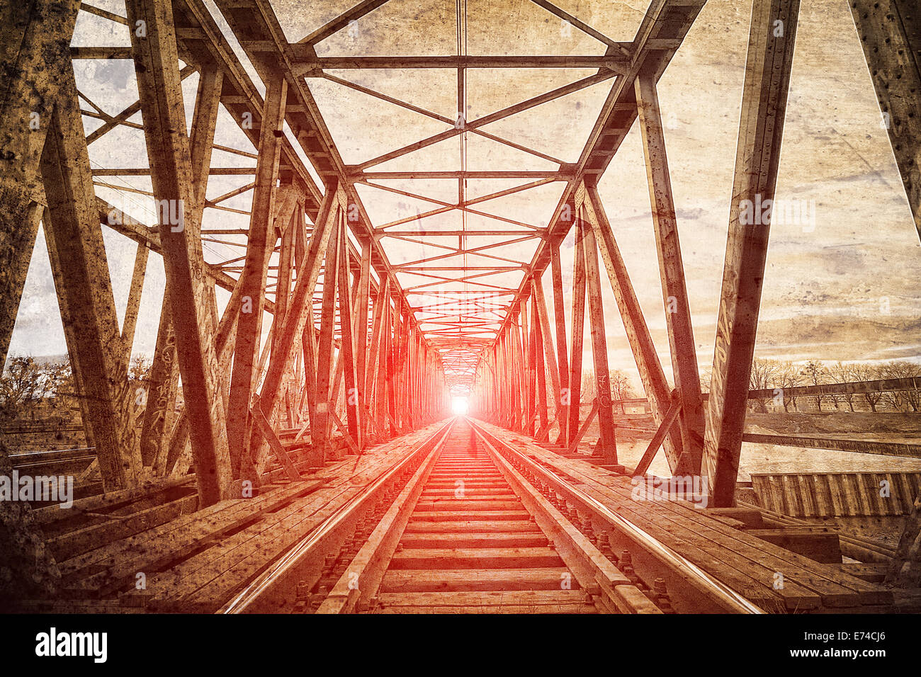 Alte Eisenbahnbrücke im retro-Stil Stockfoto