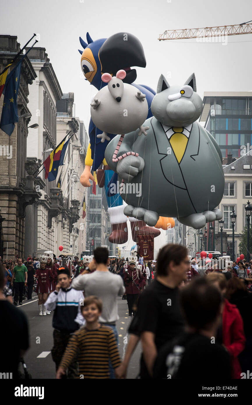 Brüssel, Bxl, Belgien. 6. Sep, 2014. Hüpfburgen von belgischen Comic-Serie Zeichen wird während des Ballons Day Parade im Rahmen des jährlichen Comic Book Festival in Brüssel auf 06.09.2014 von Wiktor Dabkowski Credit vorgeführt: Wiktor Dabkowski/ZUMA Draht/Alamy Live News Stockfoto