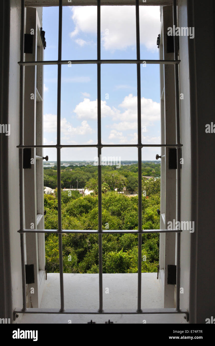 Blick aus dem Fenster im Leuchtturm, St. Augustine, Florida, USA Stockfoto