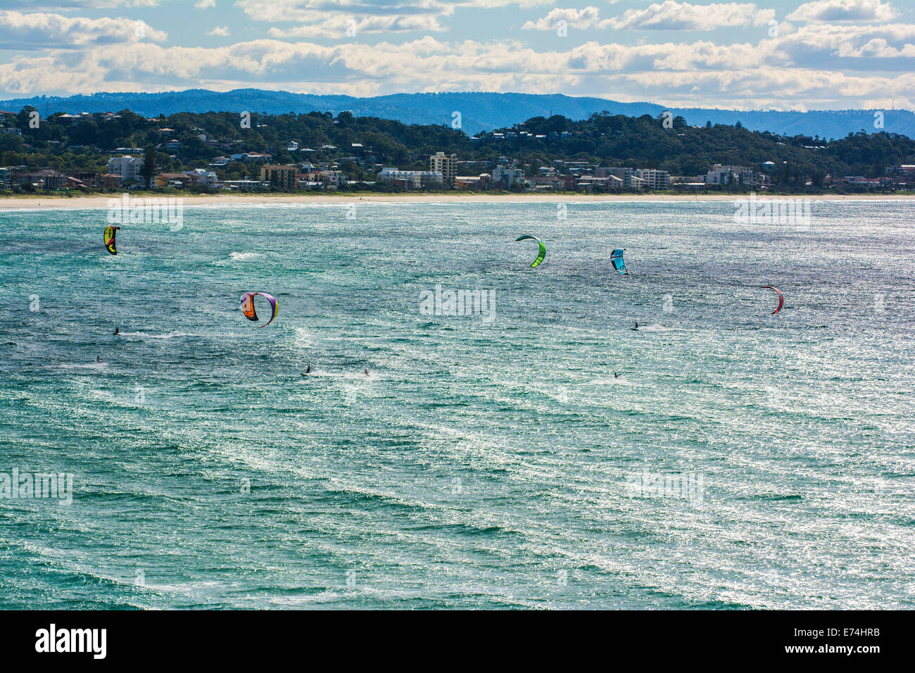 Kitesurfen, Kirra, Queensland, Australien Stockfoto