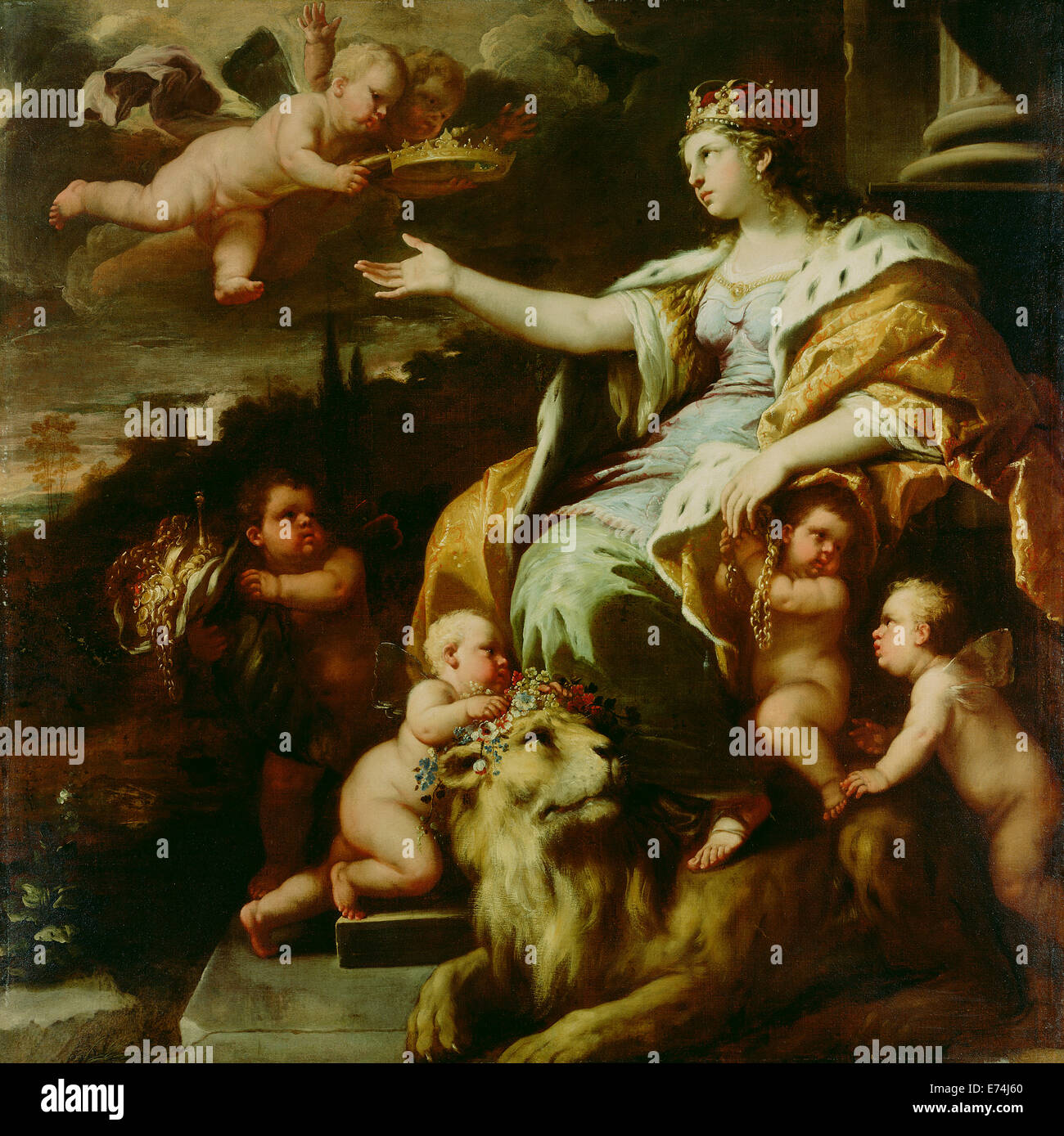 Allegorie der Großmut; Luca Giordano, Italienisch (Neapolitaner), 1634-1705; ca. 1670; Öl auf Leinwand Stockfoto