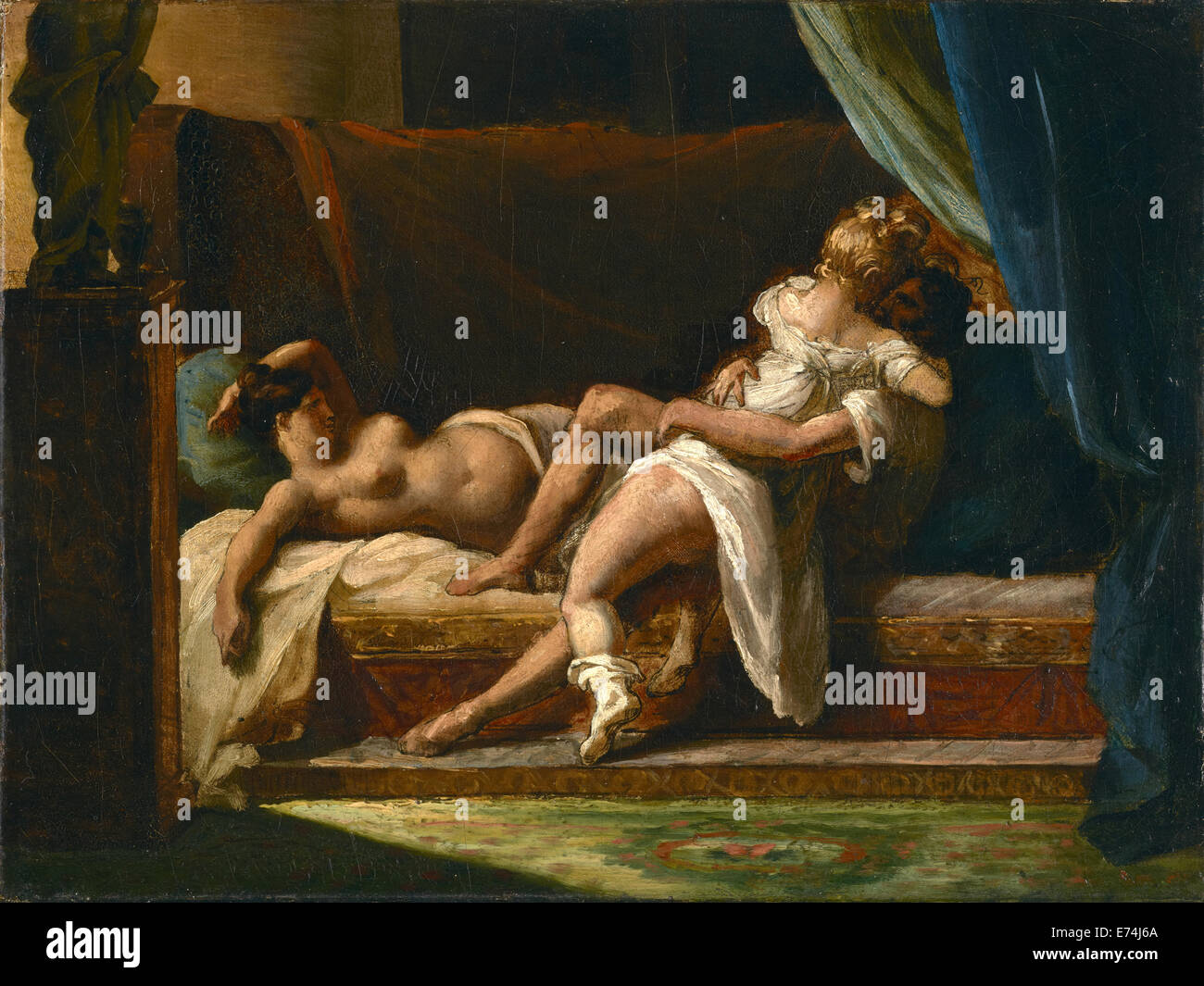 Drei Liebhaber; Théodore Géricault, Französisch, 1791-1824; 1817 - 1820; Öl auf Leinwand; Ungerahmt: 22,5 x 29,8 cm (8 7/8 x 11 3/4 in.) Stockfoto
