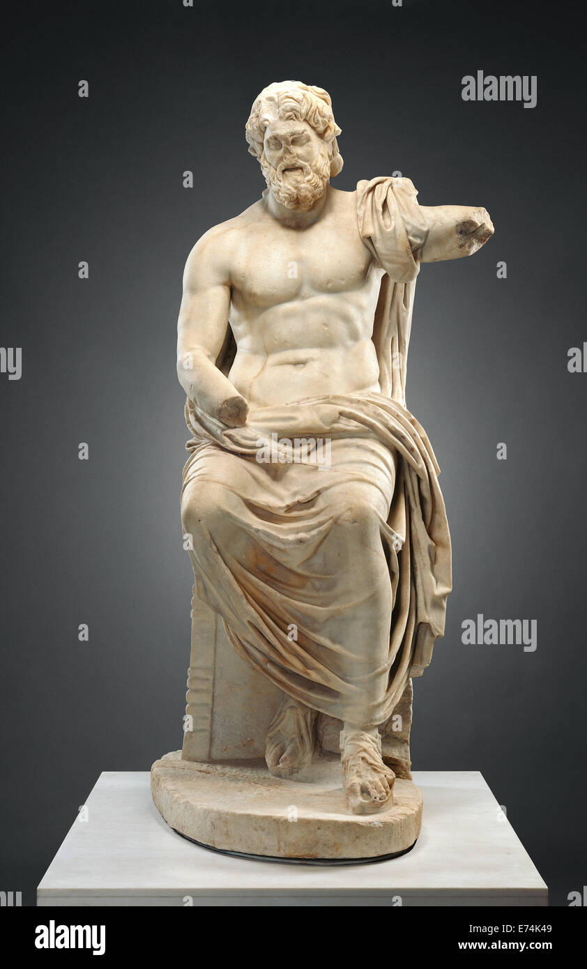 Statue des Jupiter (Zeus Marbury Hall); Unbekannt; 1. Jahrhundert; Marmor; Objekt: H: 207 x W: 100 X D: 62,5 cm (81 1/2 x 39 3/8 x 24 Stockfoto