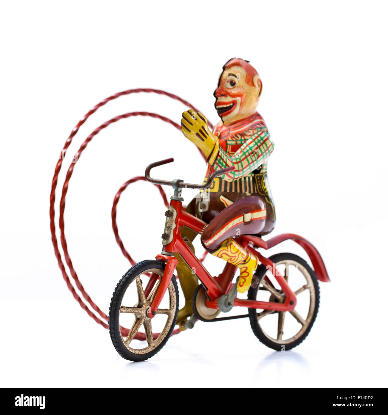 Seltene vierziger Jahre Deutsch (uns Zone) Weißblech Aufzieh Clown Spielzeug mit Lasso, gemacht von Gescha Stockfoto