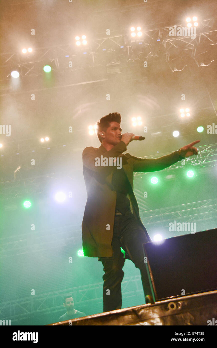 Gibraltar. 6. Sep, 2014. Die internationale Band The Script unter der Leitung von Sänger Danny O'Donoghue, titelte die Gibraltar Musik Festivals 2014 im Victoria-Stadion in Gibraltar. Die Band gehörte zu einer der vielen Gruppen, die heute in Gibraltar gespielt. Andere Künstler enthalten Rita Ora, John Newman, Tony Hadley, James Arthur und Newton Faulkner aus einer Liste mit 29 Gruppen und Künstler. Die Gibraltar-Musik-Festival ist eine jährliche Veranstaltung in Gibraltar am Ende jedes Jahr im Sommer. Bildnachweis: Stephen Ignacio/Alamy Live-Nachrichten Stockfoto