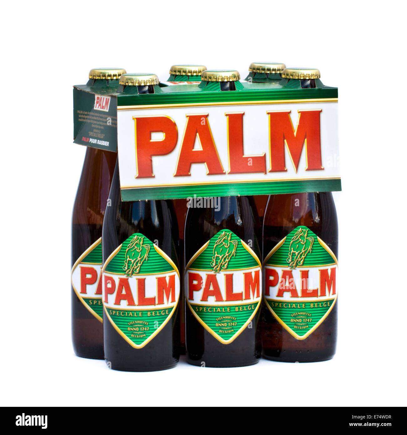 Bierflaschen "Palm Speciale" belgischen amber Ale, eines der beliebtesten Biere in Belgien, von Palm Brauereien gebraut. Stockfoto