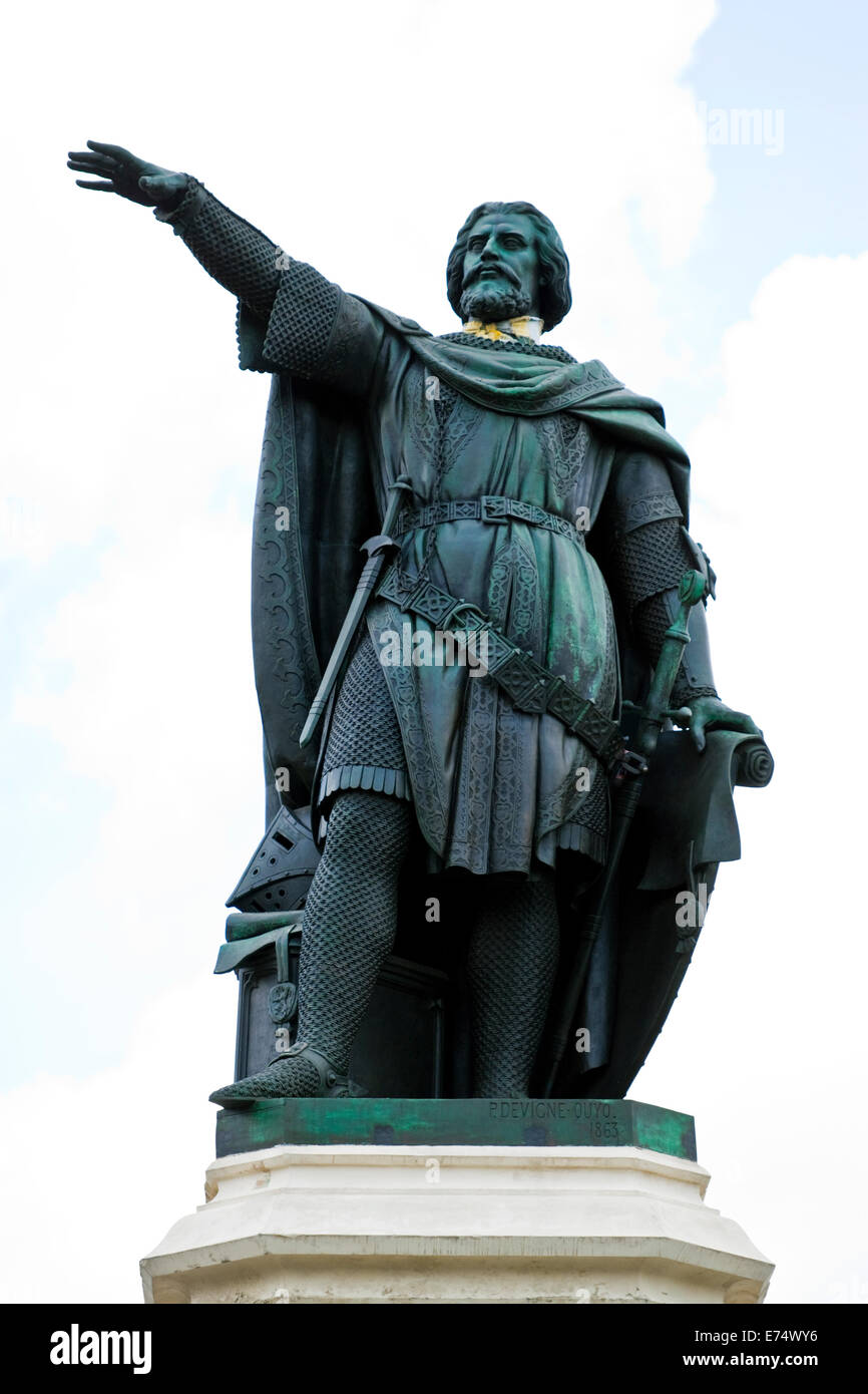 Bronze-Statue in Gent, Belgien von Jacob van Artevelde (1290-1345), flämischer Politiker und Staatsmann. Stockfoto