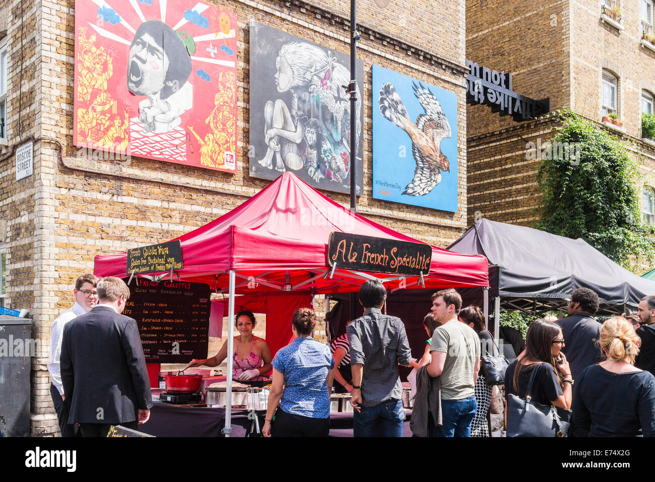 Lebensmittelmarkt Whitecross Street - London Stockfoto