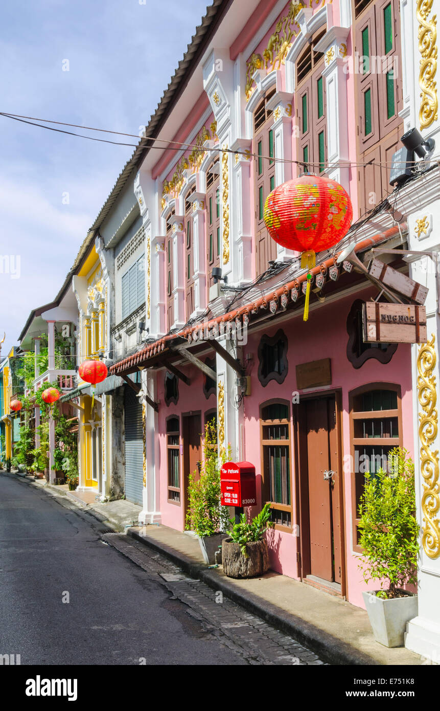 Bunte Soi Rommanee in der Altstadt von Phuket, Phuket, Thailand Stockfoto