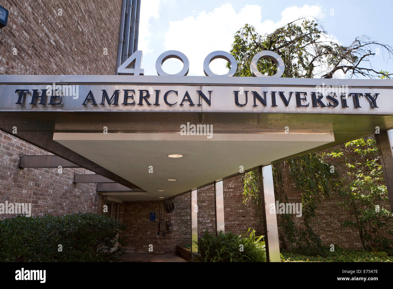 American University Zeichen auf den Aufbau von Eingang - Washington, DC USA Stockfoto