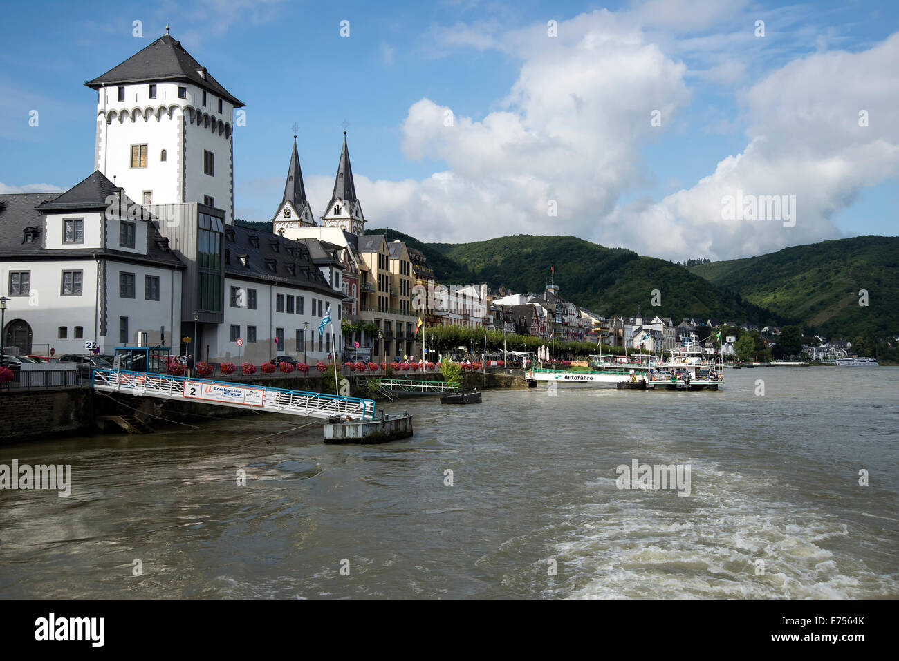 Pier für Loreley-Linie Weinand Rhein River Cruises, Boppard, Rheinallee, das romantische Rheintal, Deutschland, Europa Stockfoto