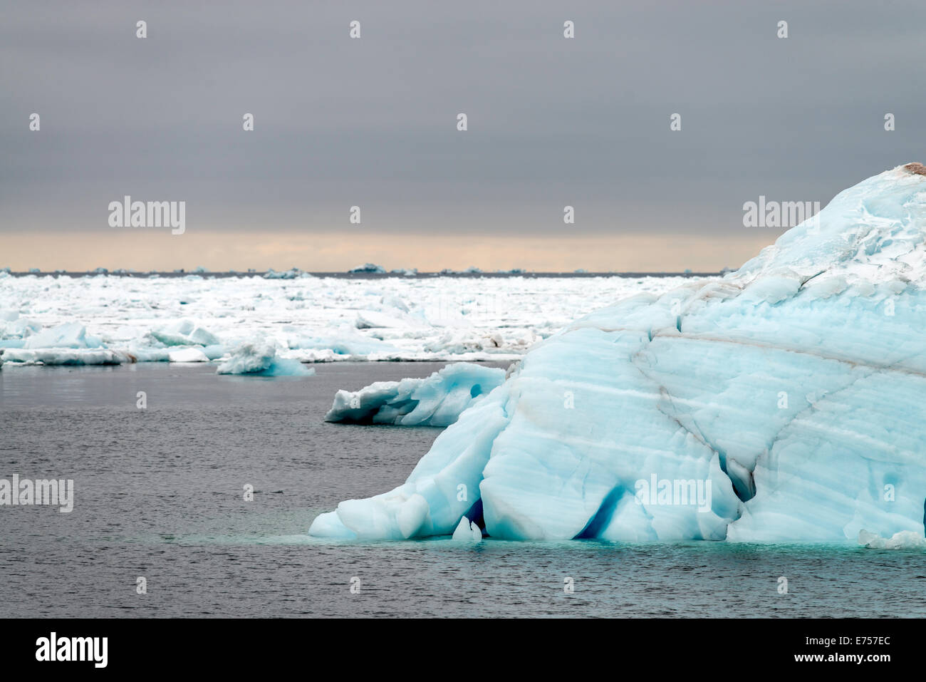 Schwimmendes Eis Arctic Sea Spitzbergen Norwegen Polarkreis Skandinavien Europa Stockfoto