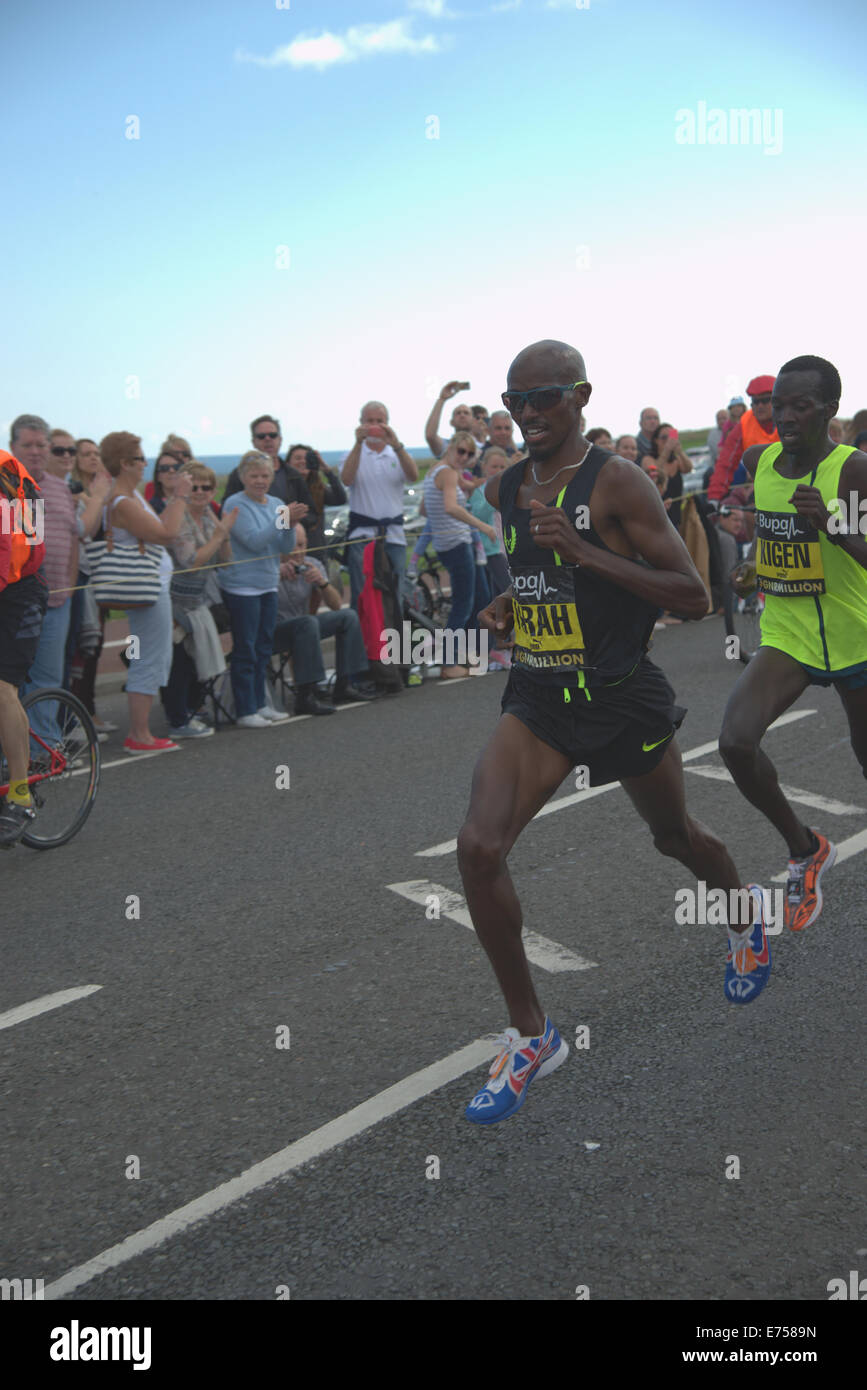 Newcastle, UK. 7. Sep, 2014. Great North Run, UK: Mo Farah gewinnt. Bildnachweis: Julian Eales/Alamy Live-Nachrichten Stockfoto