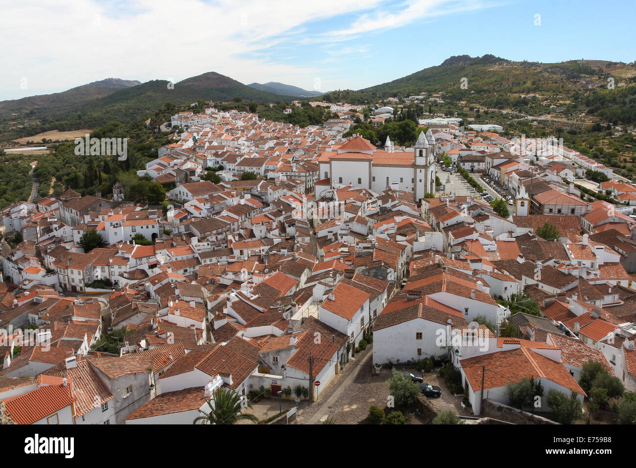 Luftaufnahme von Castelo de Vide in Portugal Stockfoto