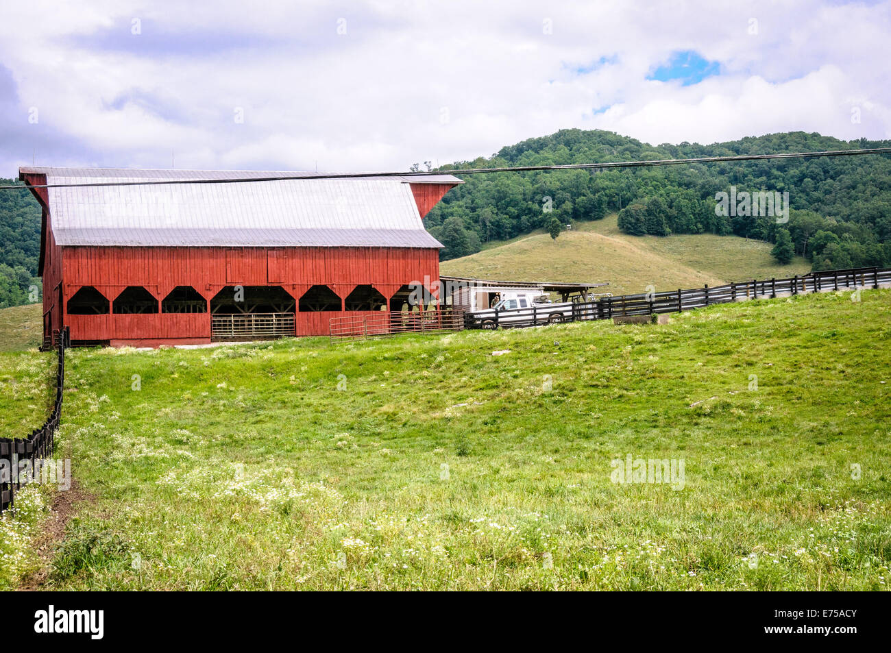 Rote Scheune, Lewisburg, West Virginia Stockfoto