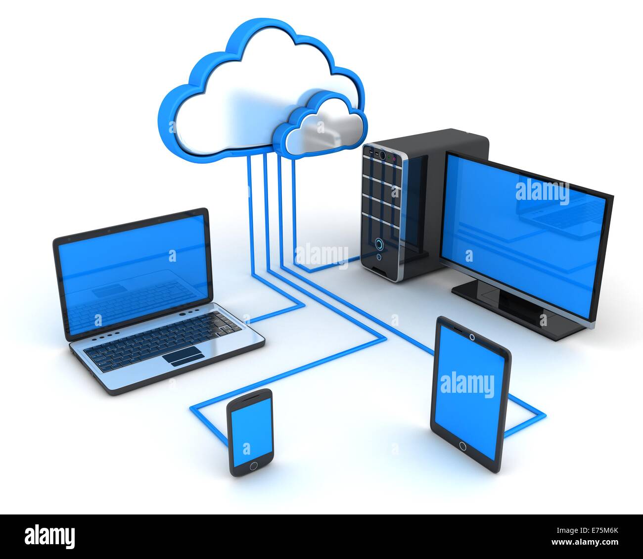 Abstrakte Cloud-Speicher (durchgeführt in 3d) Stockfoto