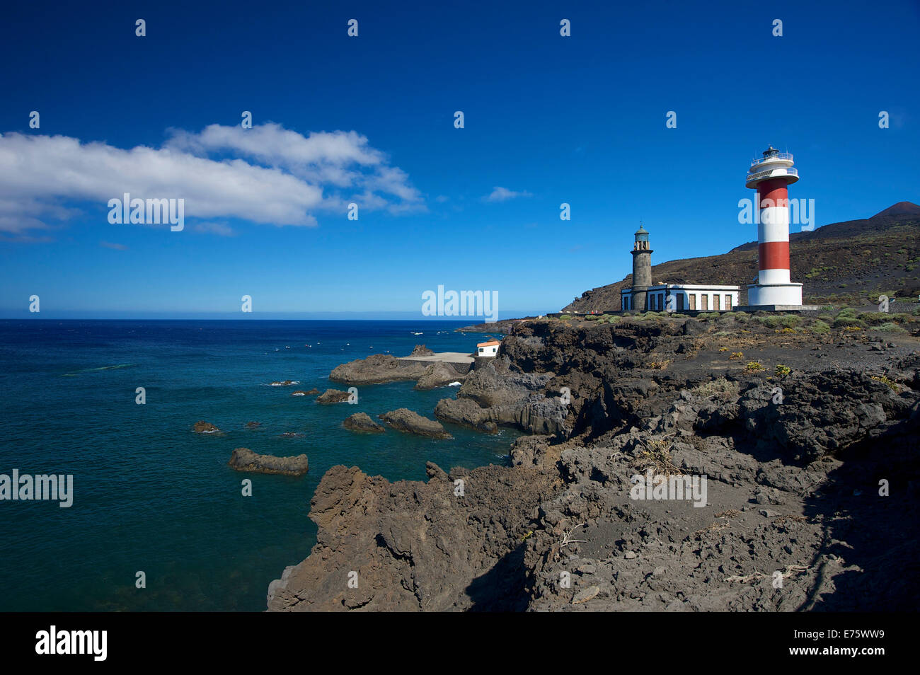 Leuchtturm Faro de Fuencaliente, La Palma, Kanarische Inseln, Spanien Stockfoto