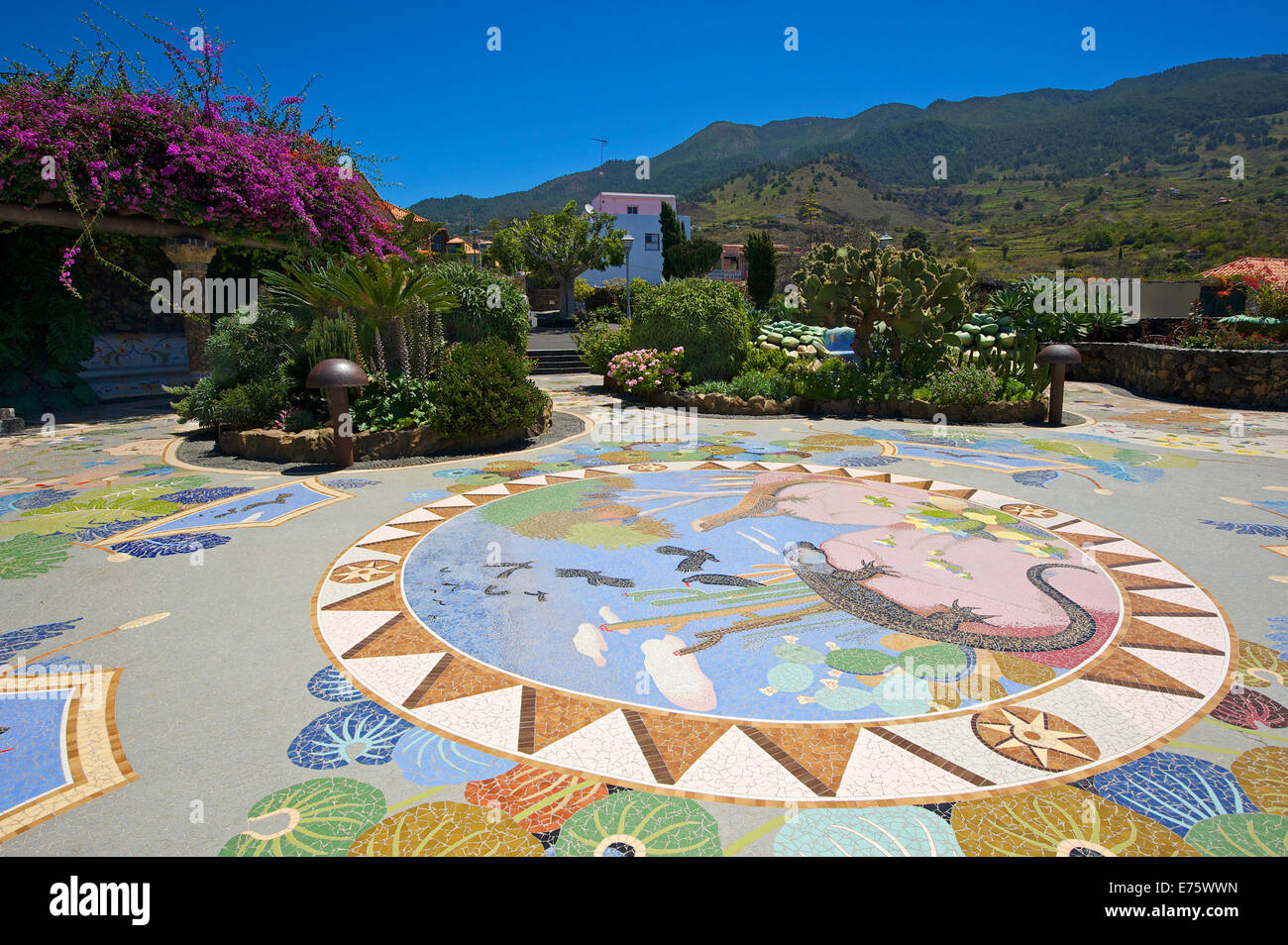 Bodenmosaik, La Glorieta, Las Manchas, La Palma, Kanarische Inseln, Spanien Stockfoto