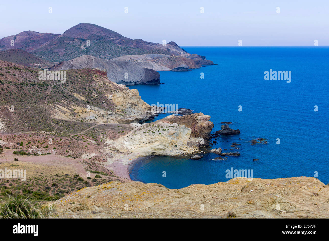 Küstenlandschaft, Cabo de Gata-Níjar Natural Park, UNESCO-Biosphärenreservat, Andalusien, Spanien Stockfoto