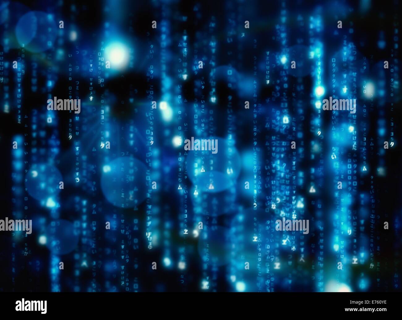 Digital erzeugte Schwarze und blaue matrix Stockfoto