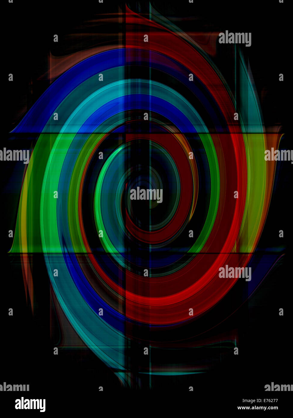 Bunten Farbverlauf Streifen Zusammenfassung auf schwarzem Hintergrund Stockfoto