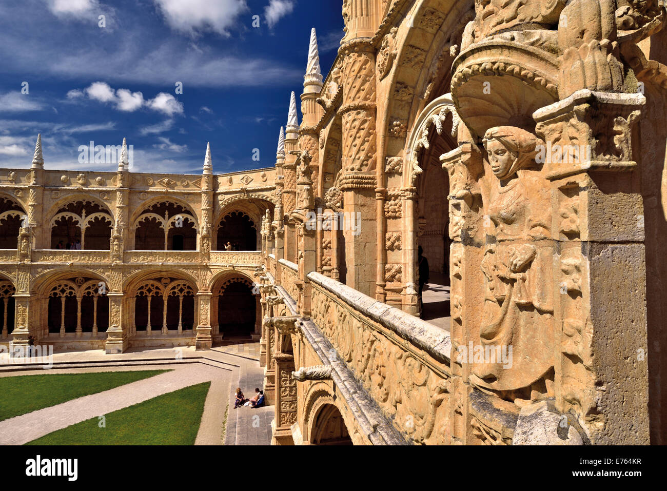 Portugal, Lissabon: Dettail des manuelinischen Stils im Kloster des Hieronymus-Kloster Stockfoto