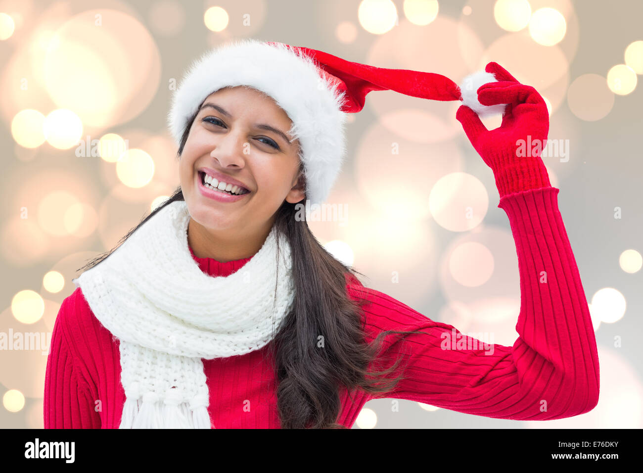 Zusammengesetztes Bild von festlichen Brünette Stockfoto