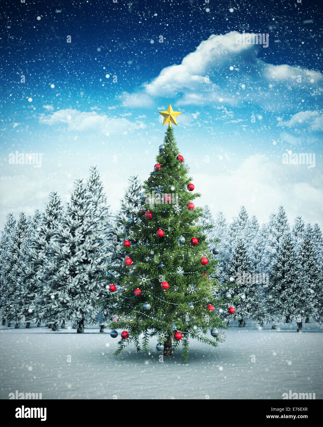 Zusammengesetztes Bild des Weihnachtsbaums Stockfoto