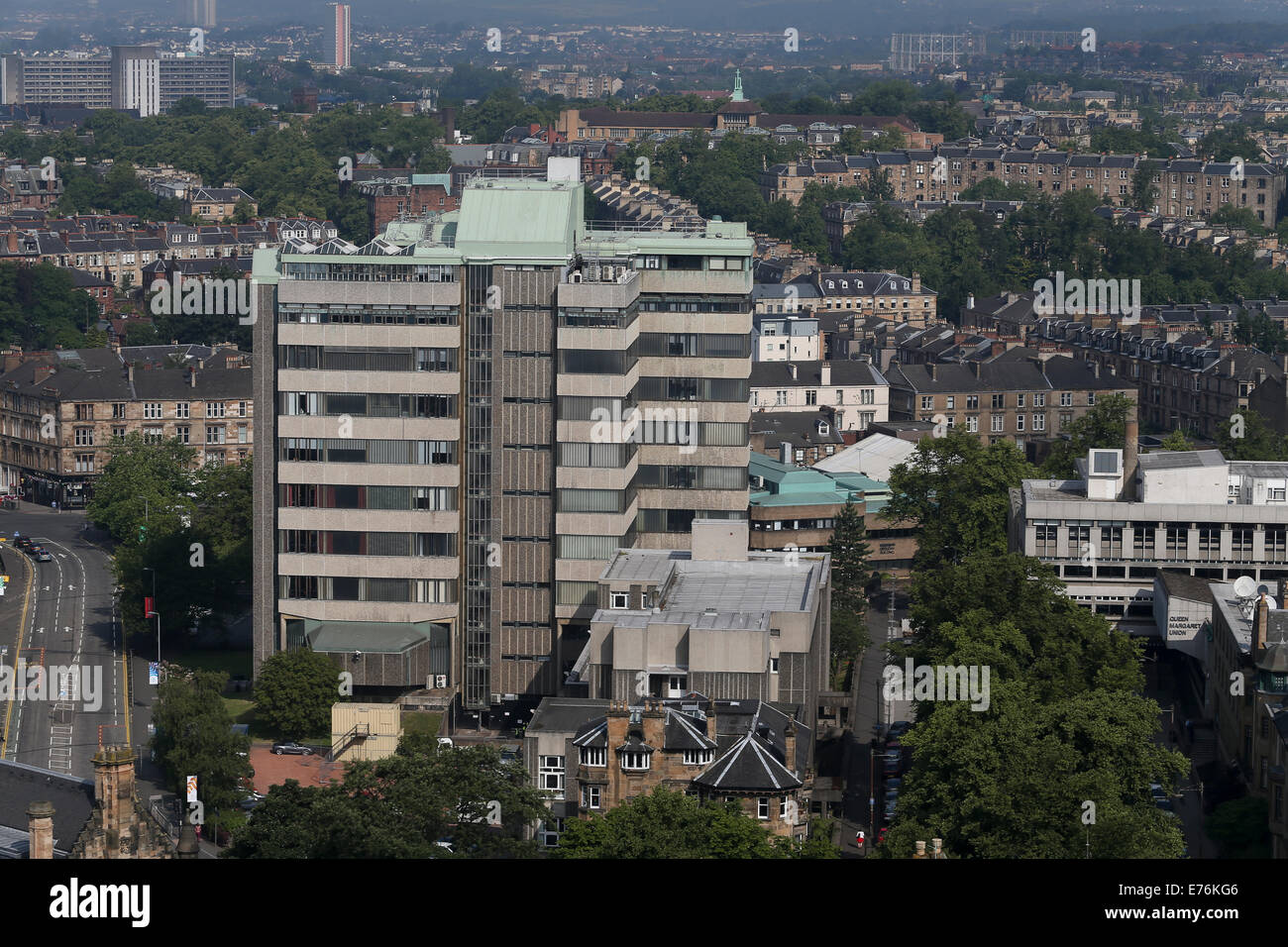 Luftaufnahme der Glasgow University Boyd Orr Gebäude Stockfoto