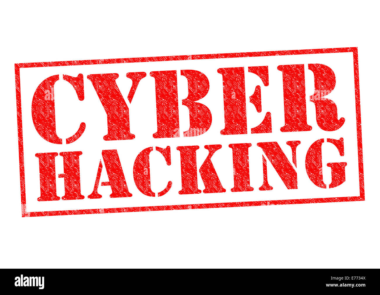 Cyber-HACKING roten Stempel auf einem weißen Hintergrund. Stockfoto