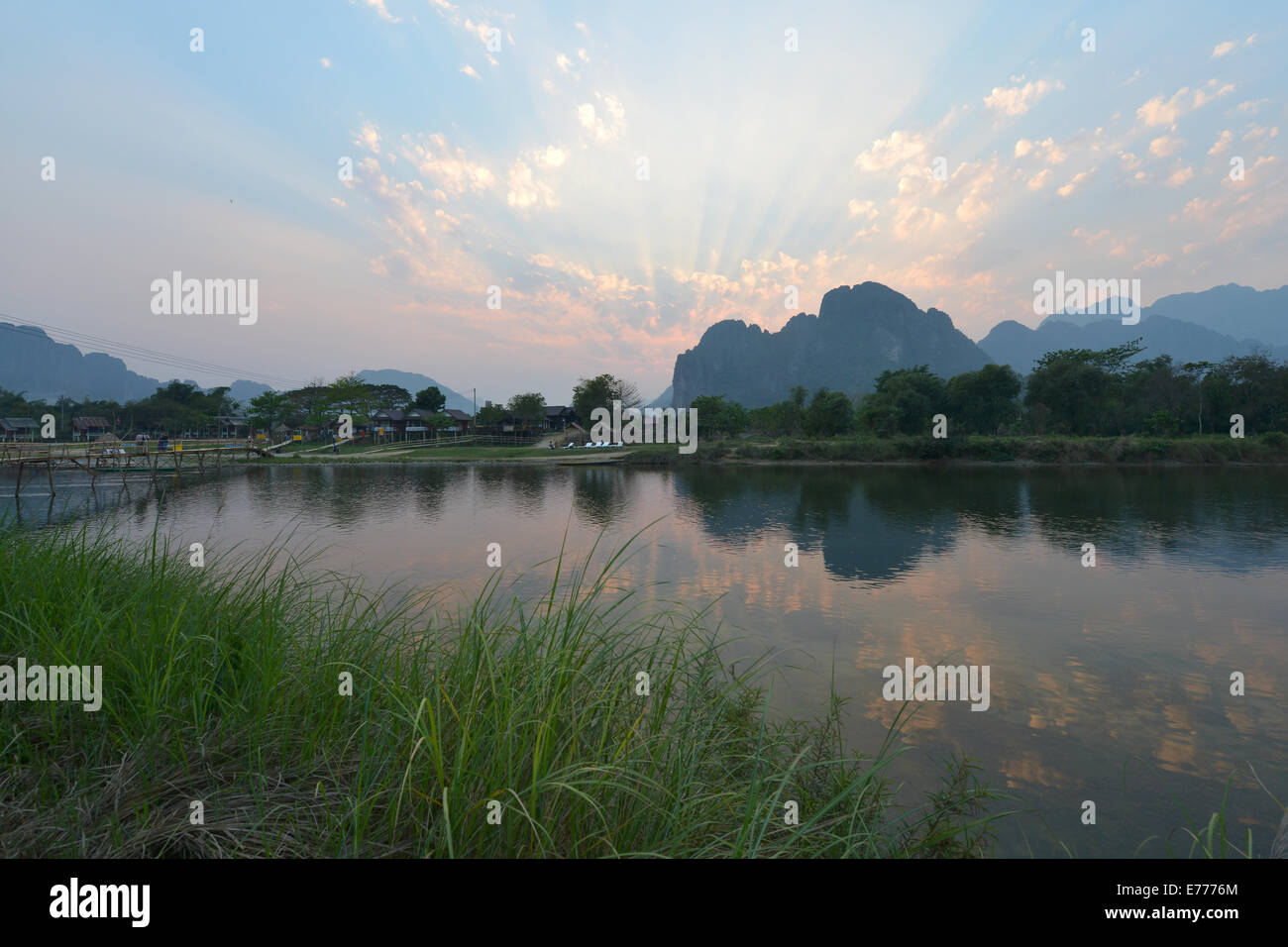 Landschaft in Vang Vieng, Laos Stockfoto