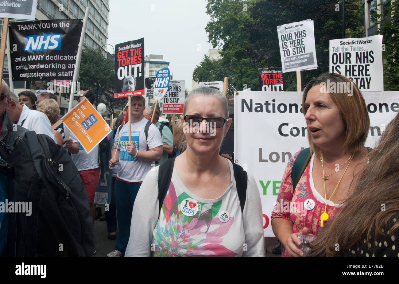 Volkspartei Marsch von Jarrow nach London NHS speichern 6. September 2014 Stockfoto