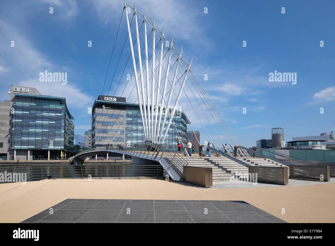 Manchester Salford Quays Blick in Richtung Medienstadt Stockfoto