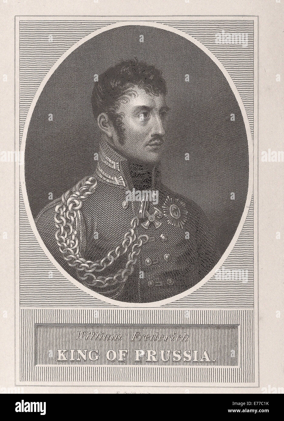Willem Friedrich König von Preußen - britische Gravur - XIX. Jahrhundert Stockfoto