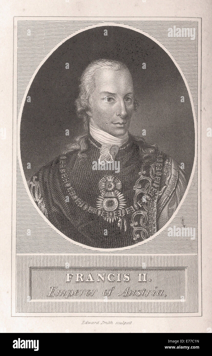 Franz II. Kaiser von Österreich-britische Gravur - XIX. Jahrhundert Stockfoto