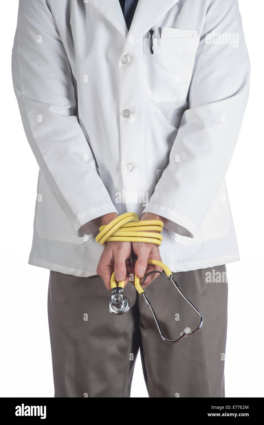 Arzt mit gebundenen Händen Stockfoto