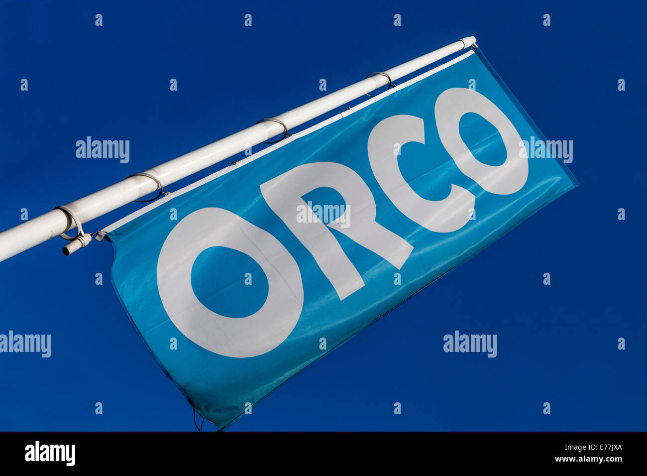FIRMA ORCO, Logo-Schild Stockfoto