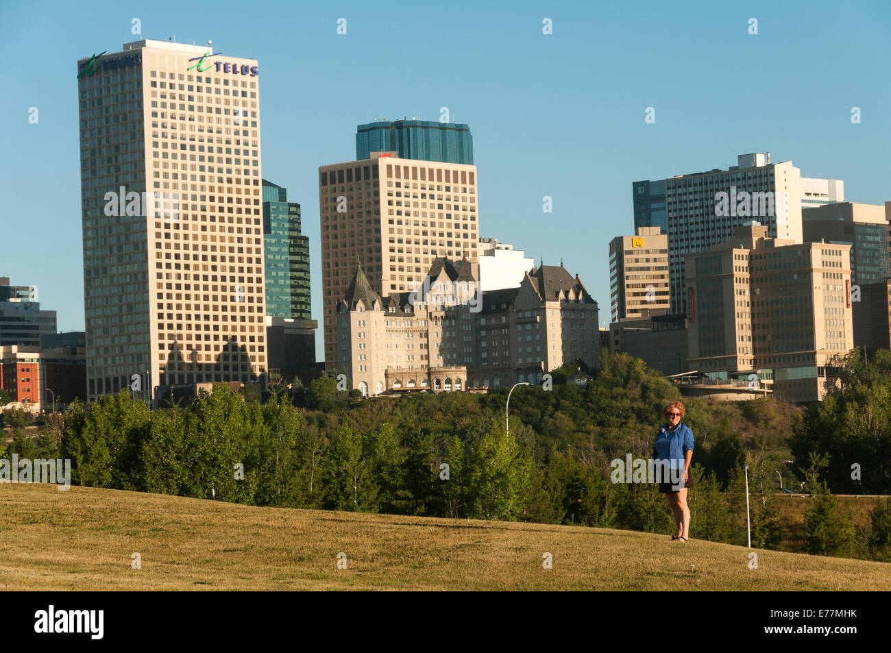 Elk203-5062 Kanada, Alberta, Edmonton, Skyline der Stadt Stockfoto