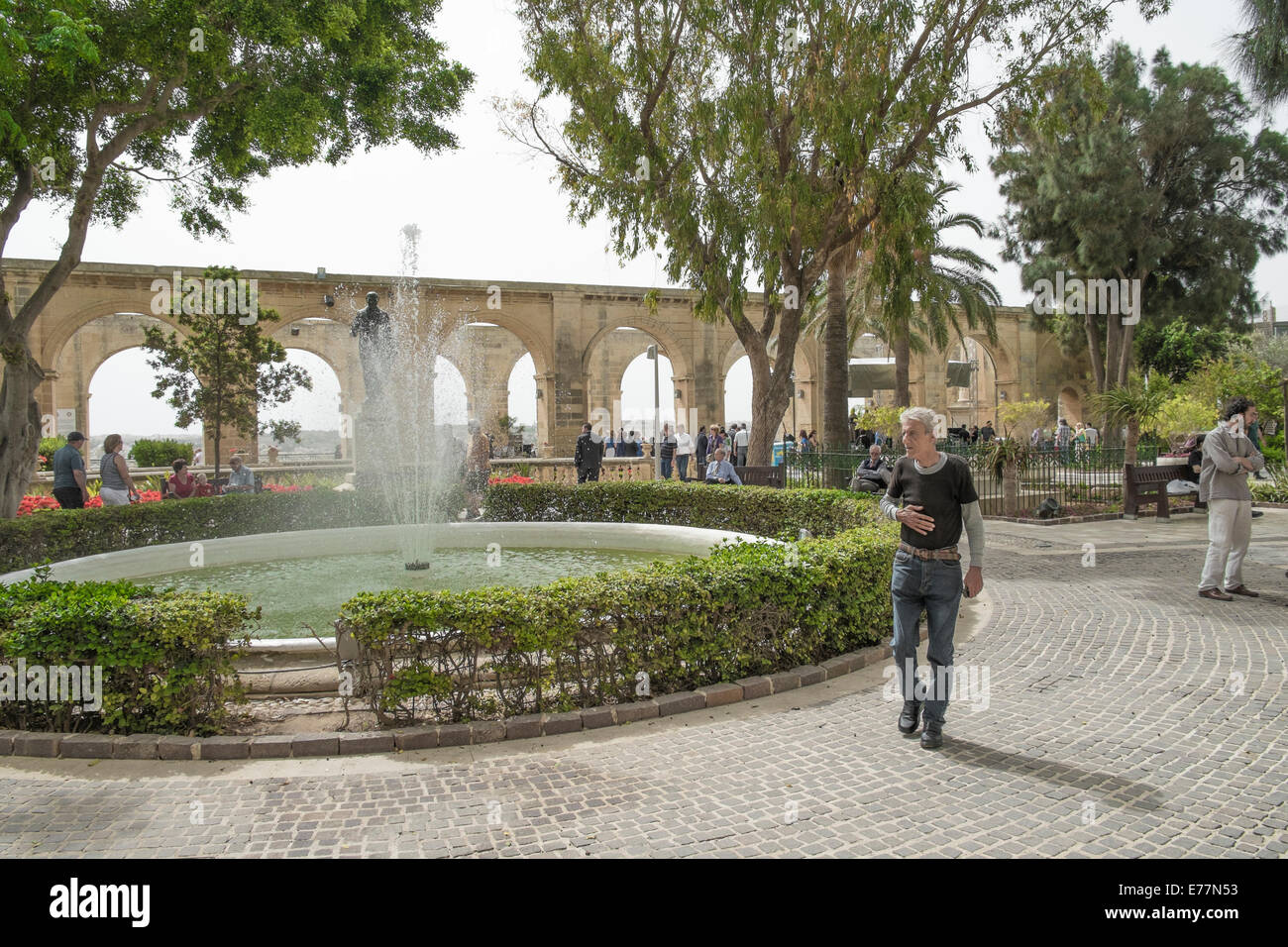 Upper Barrakka Gardens und Grand Harbour in Valletta, Malta Stockfoto