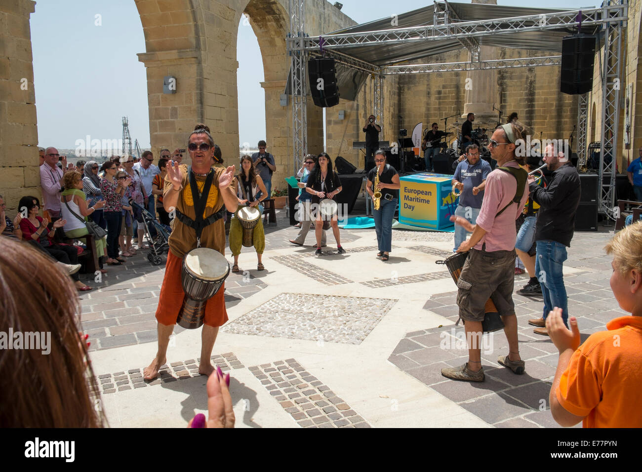 Musiker spielen in der Upper Barrakka Gardens in Valletta, Malta Stockfoto