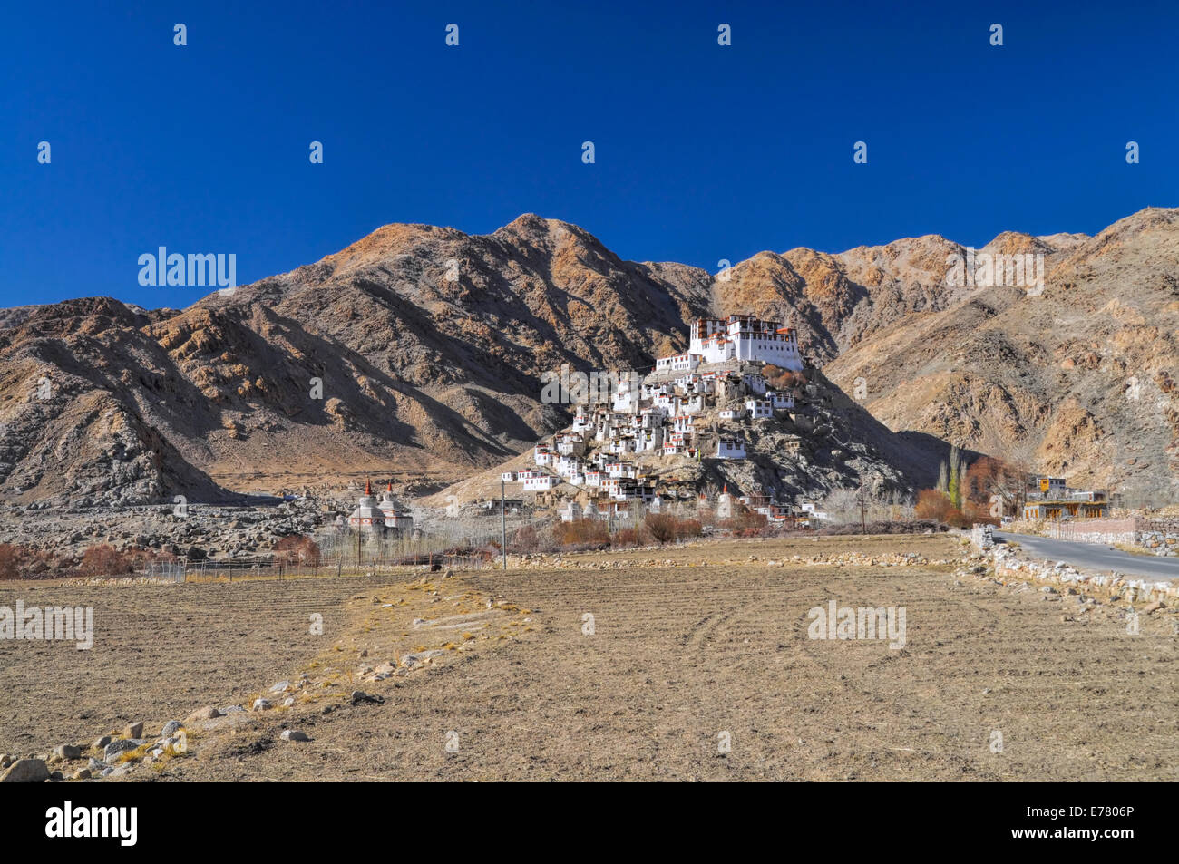 Malerische Aussicht des buddhistischen Chemrey-Kloster in Nordindien Stockfoto