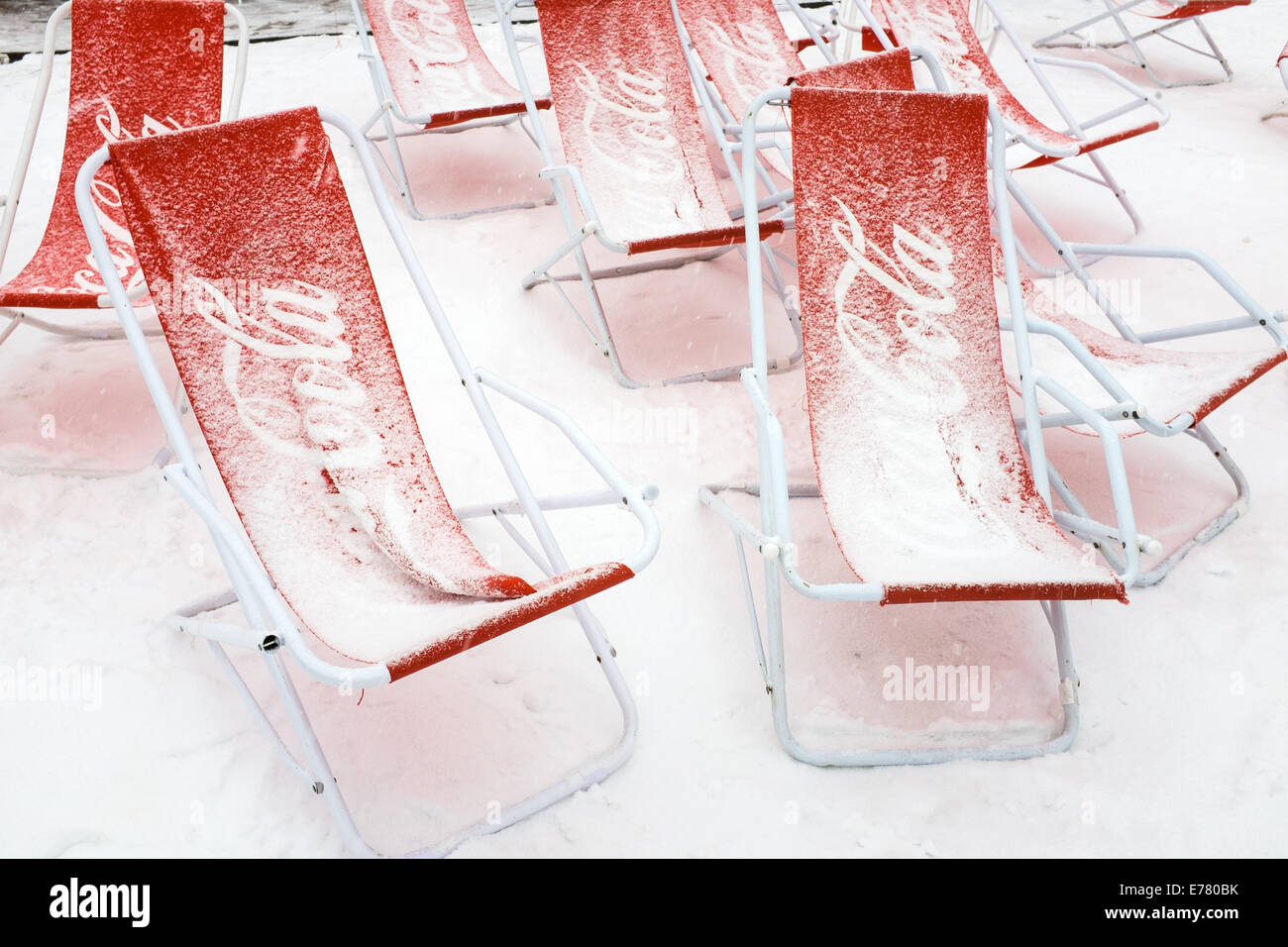 Solarium bedeckt in Schnee, Wengen, Schweiz Stockfoto
