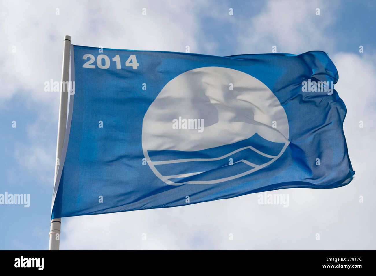 Blaue Flagge Auszeichnung Beachflag 2014. Stockfoto