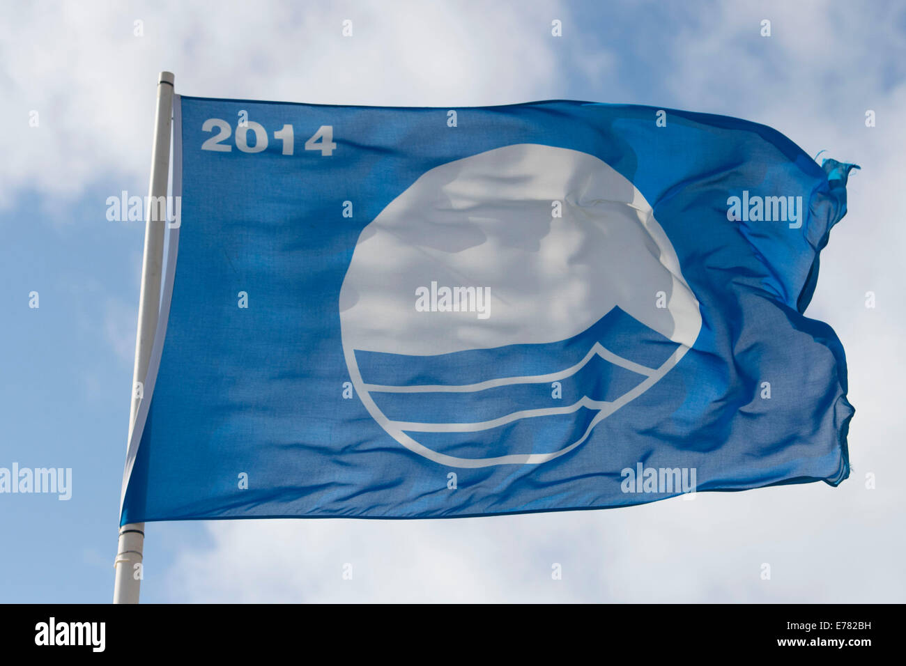 Blaue Flagge Auszeichnung Beachflag 2014. Stockfoto