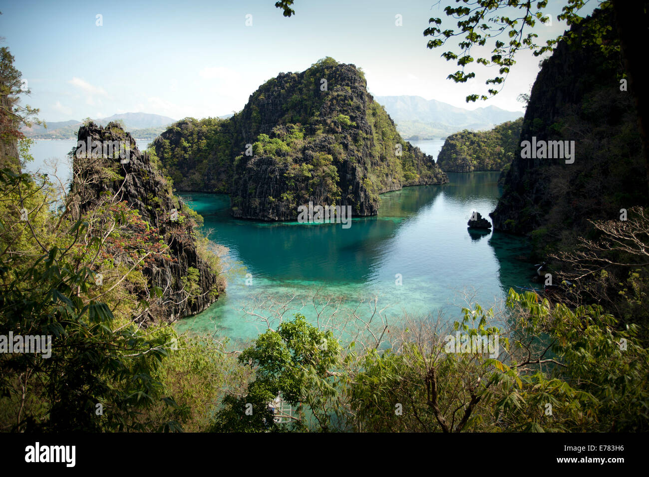 Meer und Kalkstein in Coron Island, Palawan. eines der besten touristischen Ort auf den Philippinen. Stockfoto