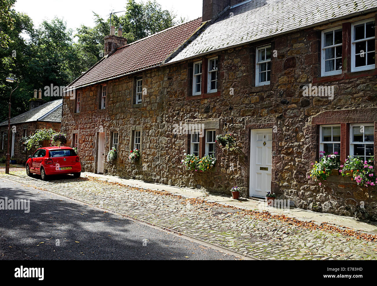 Ferienhäuser in Gifford, East Lothian. Schottland. Stockfoto