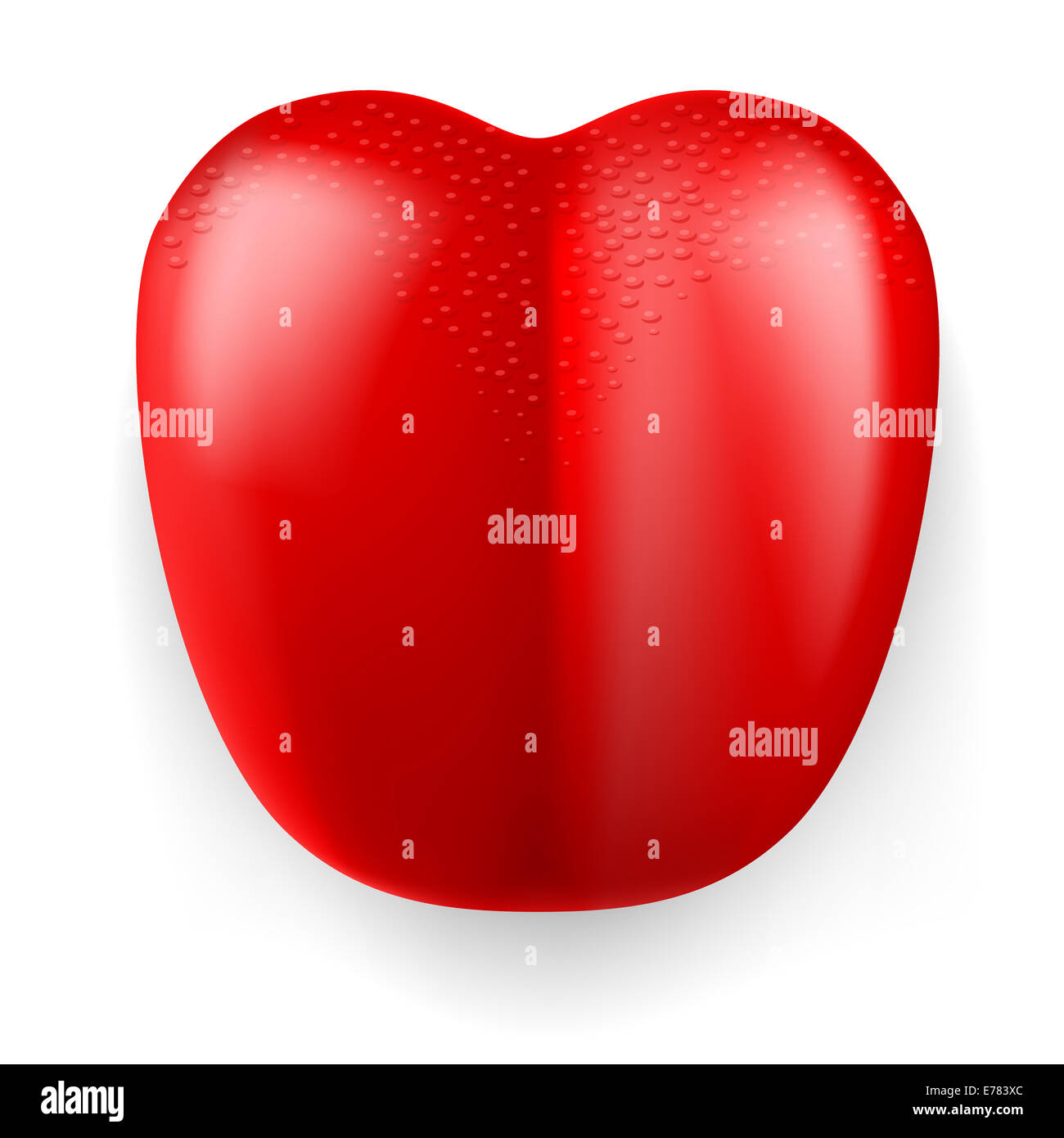 Große rote Kunststoff Zunge auf weißem Hintergrund. Stockfoto