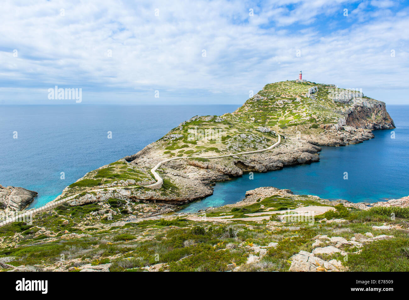 Leuchtturm auf Cabrera Insel landscpae Stockfoto